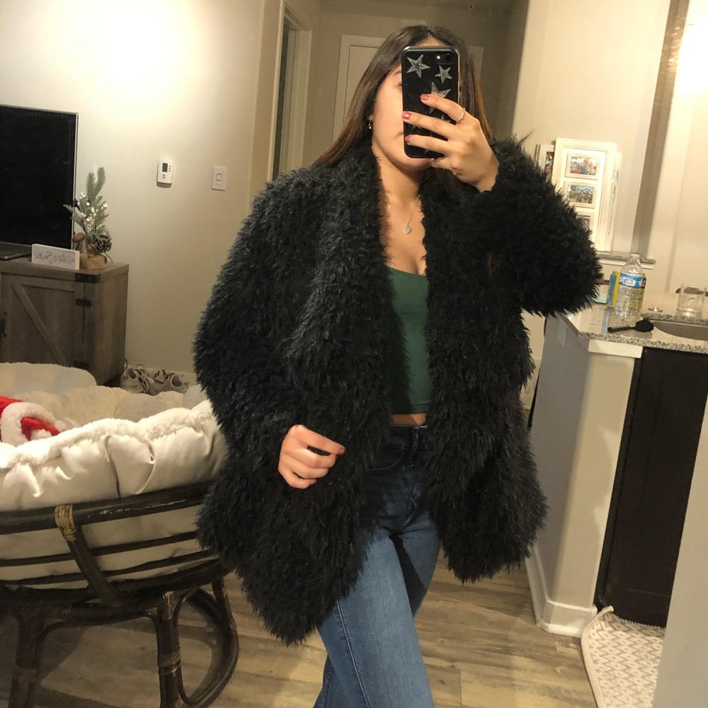 Fluffy Black Windsor Coat